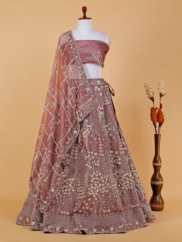 Latest brown raw silk wedding lehenga choli