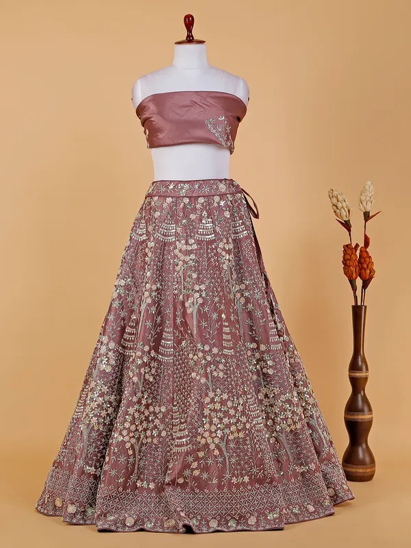 Latest brown raw silk wedding lehenga choli