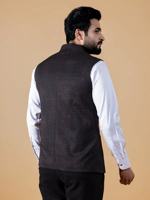 Latest brown texture waistcoat