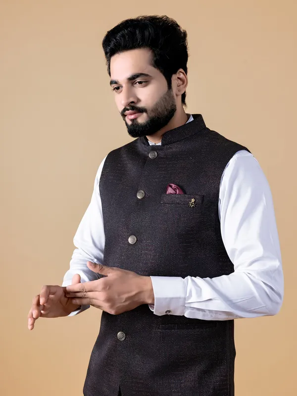 Latest brown texture waistcoat