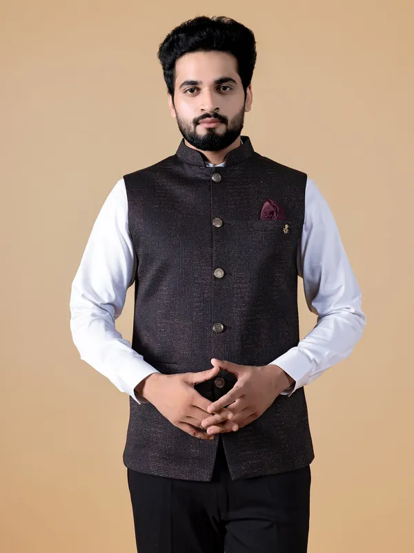 Latest brown texture waistcoat
