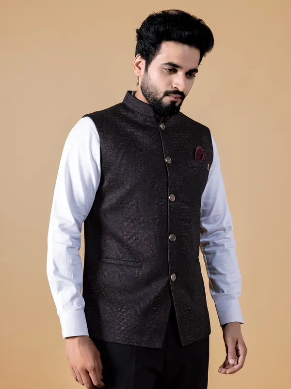 Latest brown texture waistcoat