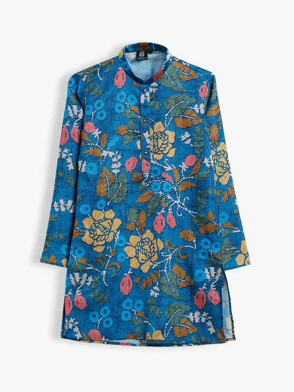 Latest cotton blue printed kurta suit