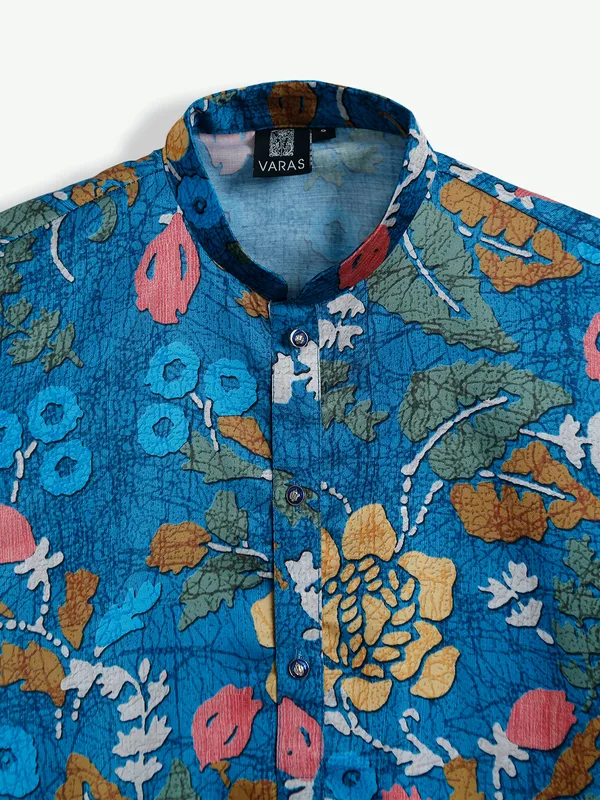 Latest cotton blue printed kurta suit