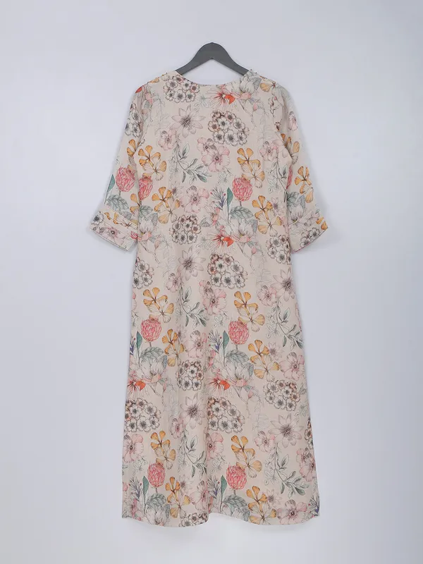 Latest cotton cream printed kurti