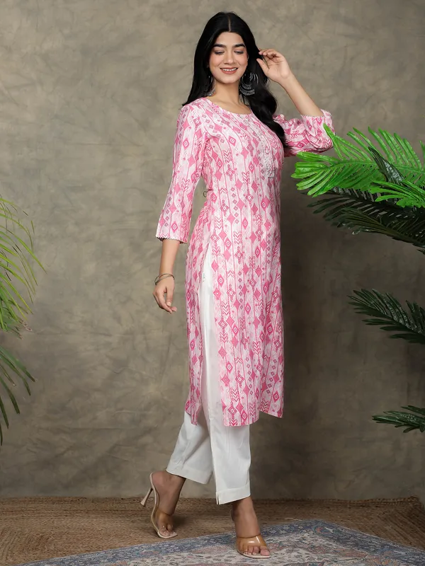 Latest cotton pink casual kurti