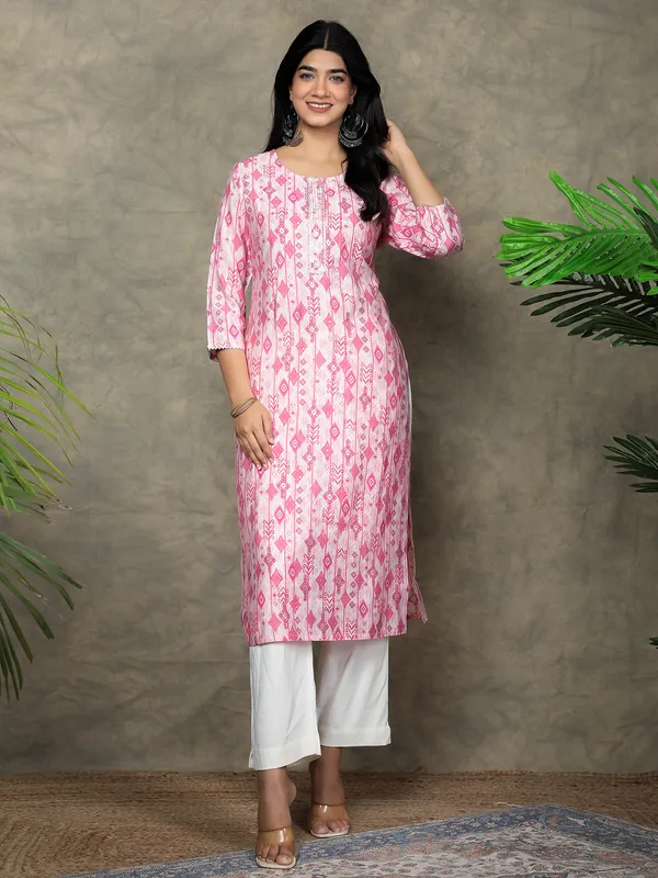 Latest cotton pink casual kurti