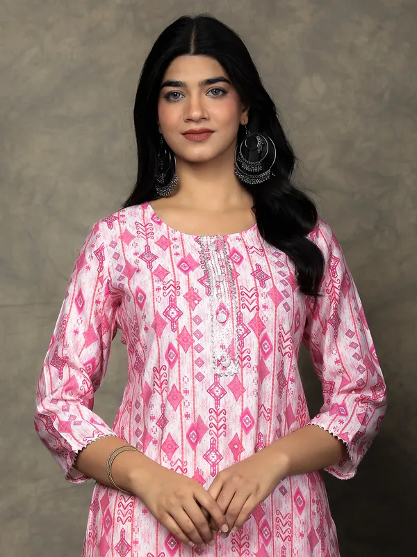 Latest cotton pink casual kurti