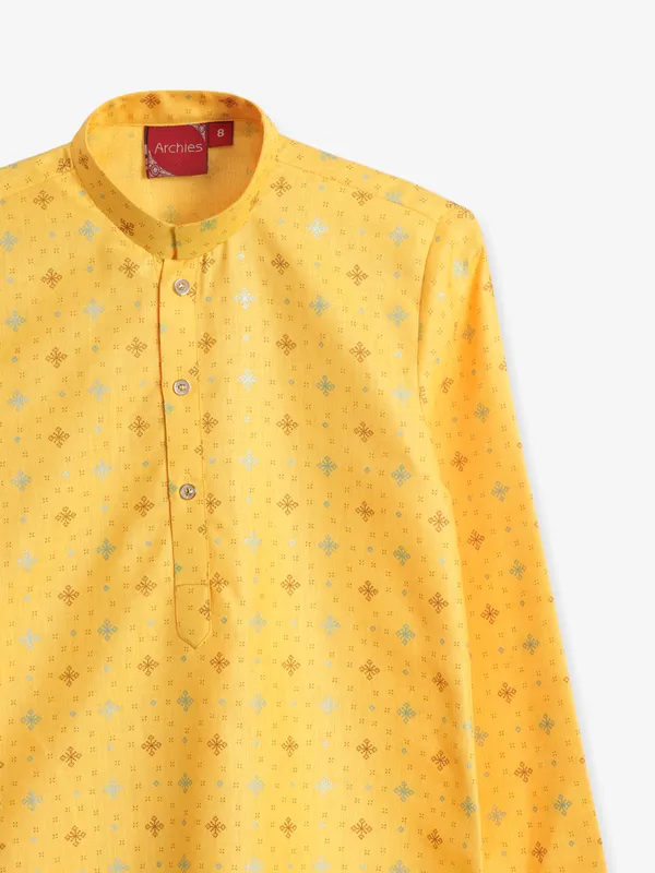 Latest cotton printed yellow kurta suit