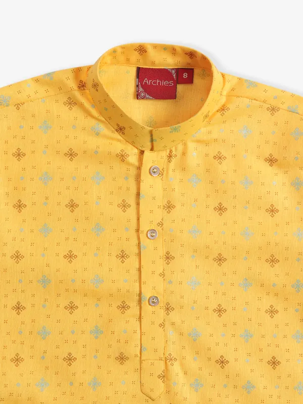 Latest cotton printed yellow kurta suit