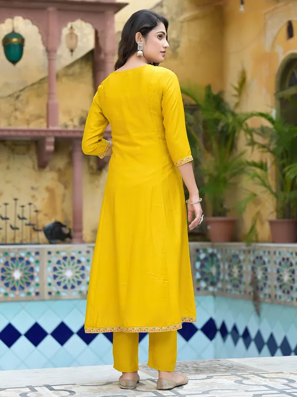 Latest cotton yellow kurti set