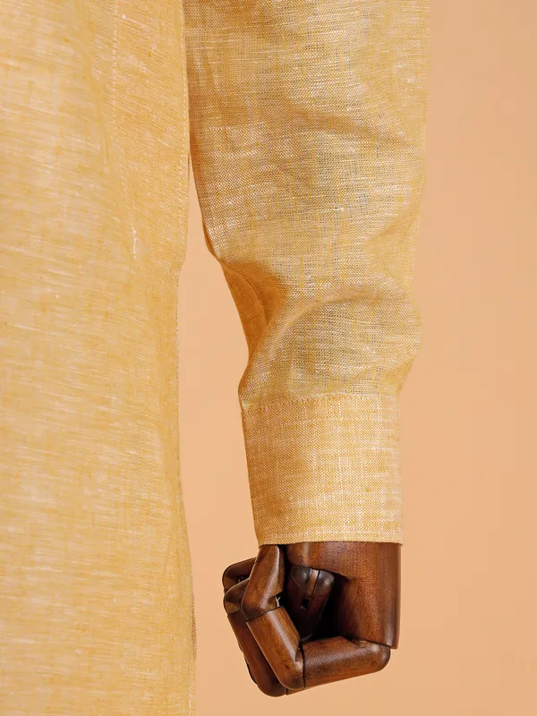 Latest cotton yellow plain  Men Kurta pajama