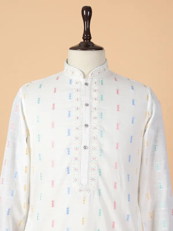 Latest cream cotton kurta suit for festive