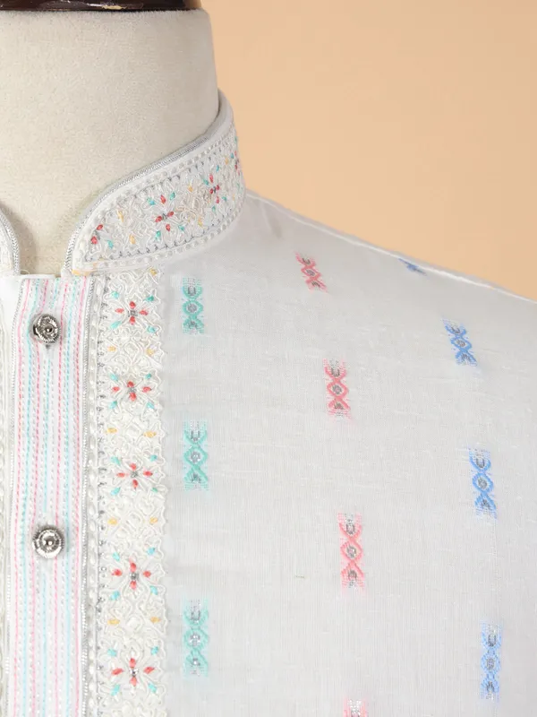 Latest cream cotton kurta suit for festive