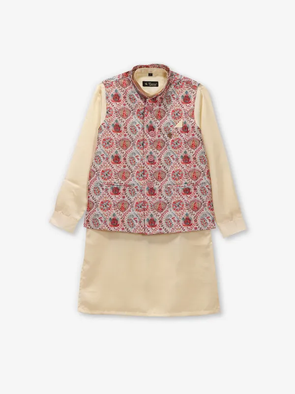 Latest cream cotton silk waistcoat set for wedding