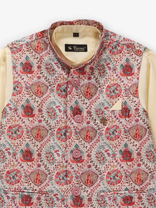 Latest cream cotton silk waistcoat set for wedding