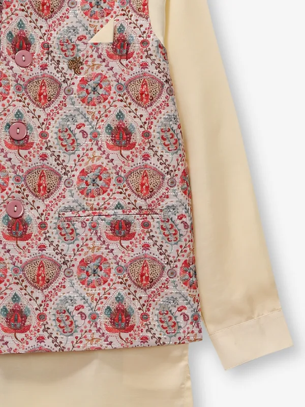 Latest cream cotton silk waistcoat set for wedding