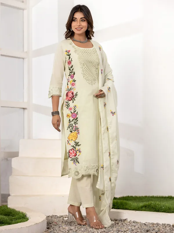 Latest pista green kurti set with dupatta