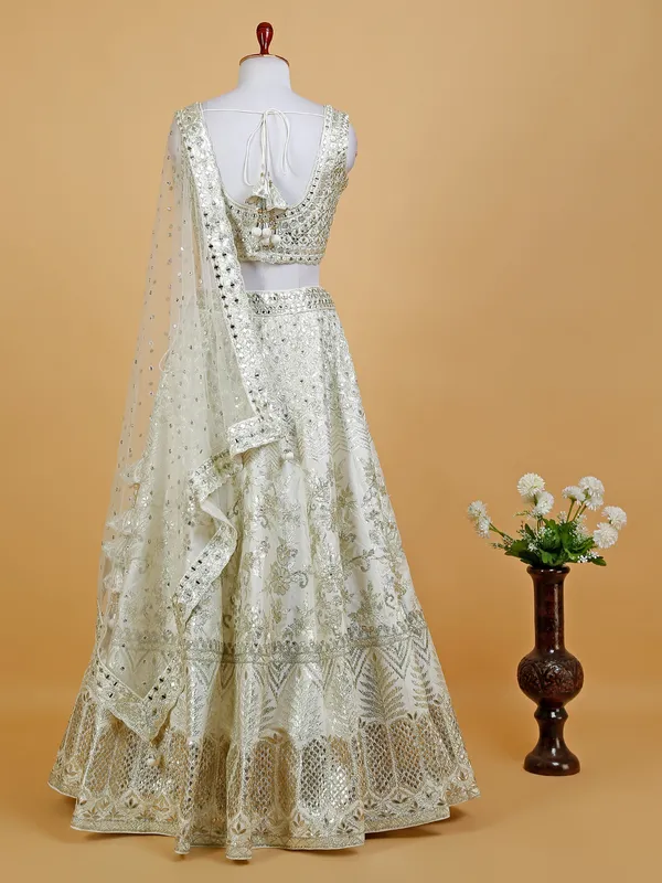 Latest cream raw silk lehenga choli