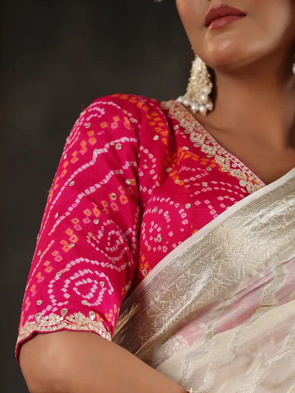 Latest cream saree in georgette