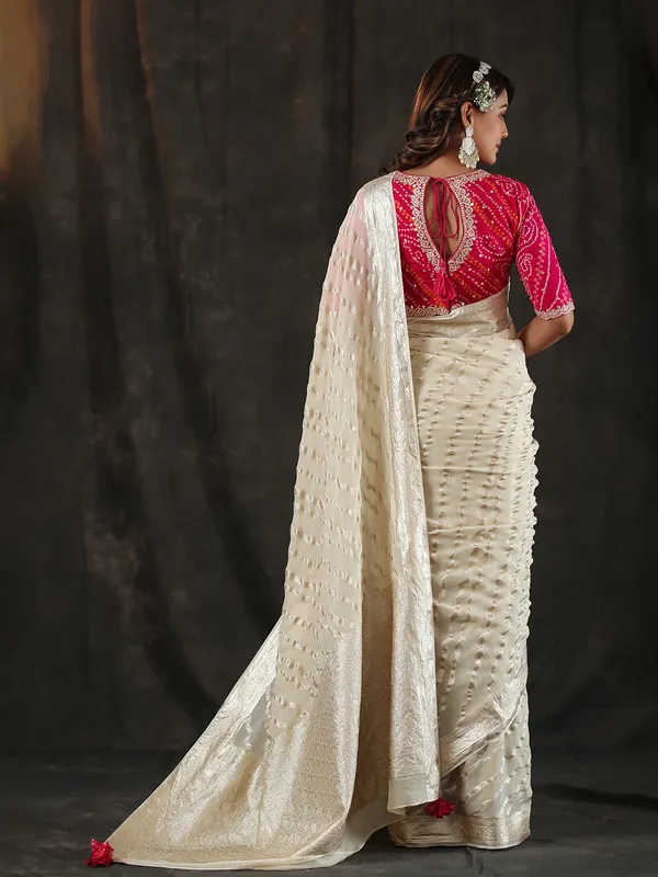 Latest cream saree in georgette
