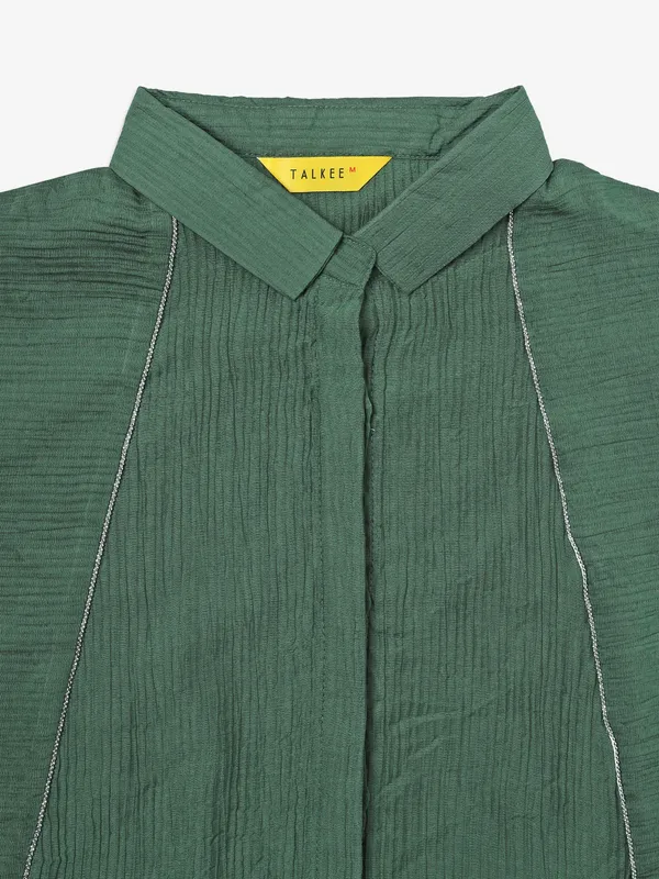 Latest dark green plain cotton top