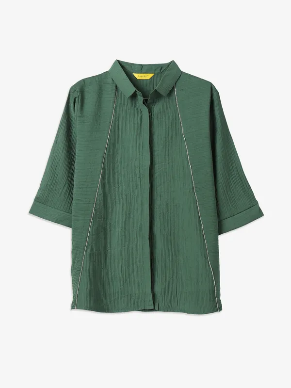 Latest dark green plain cotton top