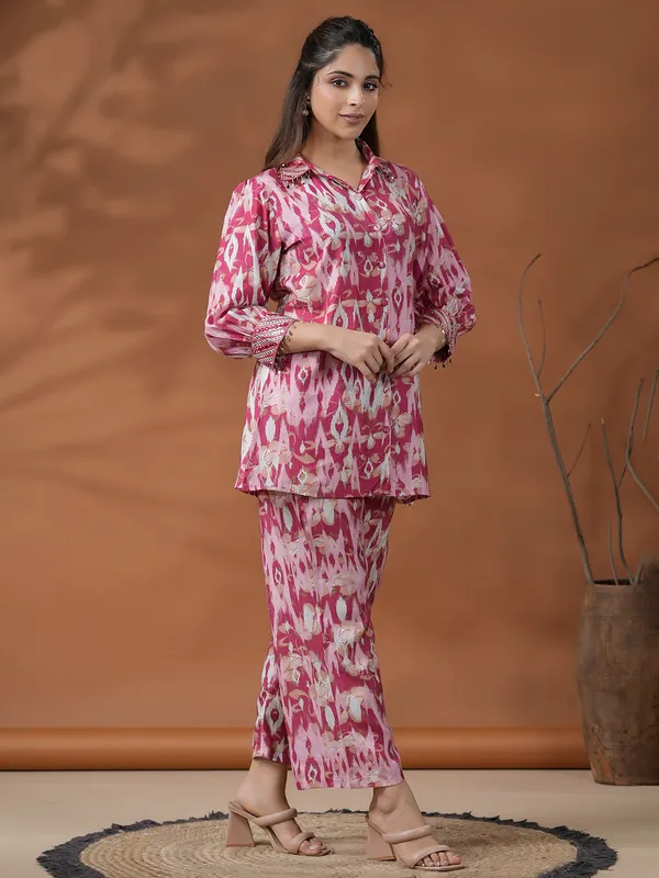 Latest dark pink cotton co ord set
