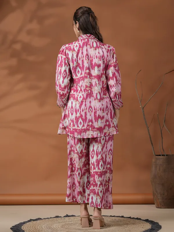 Latest dark pink cotton co ord set