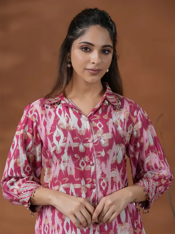 Latest dark pink cotton co ord set