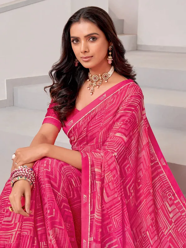 Latest dark pink georgette saree