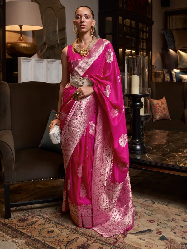 Latest dark pink khadi georgette saree