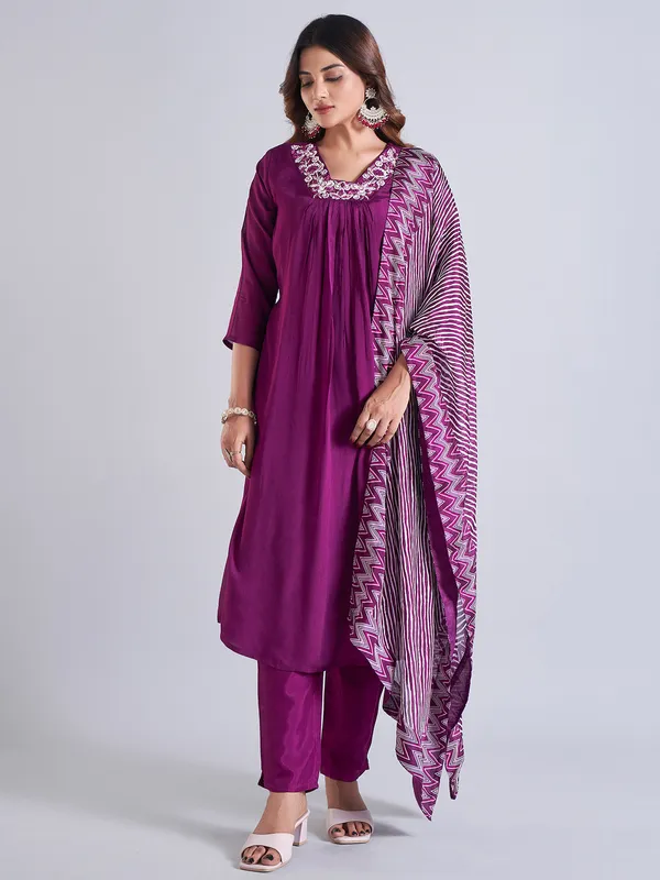 Latest dark purple georgette salwar suit