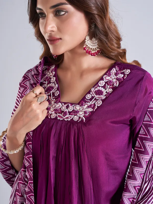 Latest dark purple georgette salwar suit