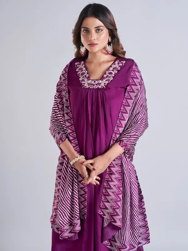 Latest dark purple georgette salwar suit