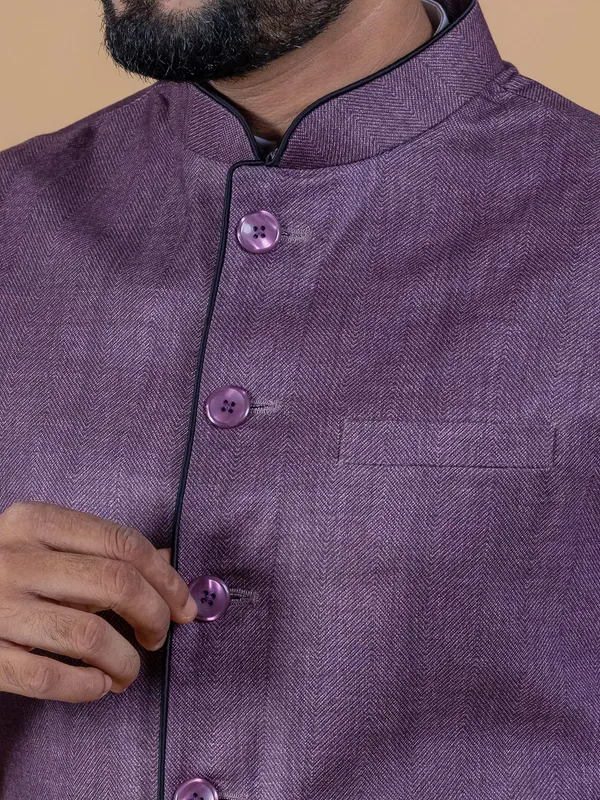 Latest dark purple jute silk waistcoat