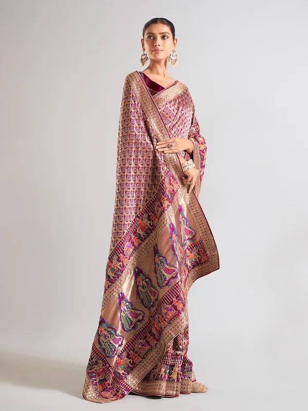 Dark purple silk saree for wedding
