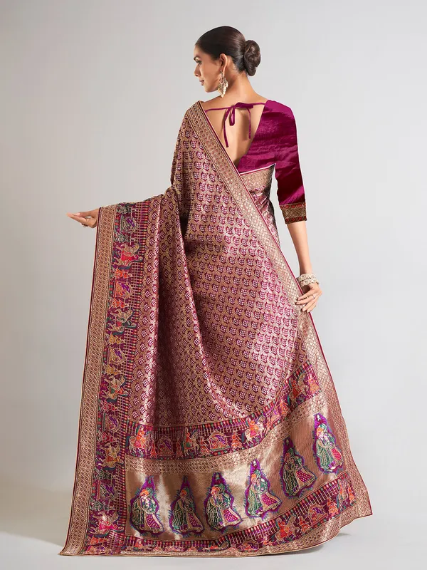 Dark purple silk saree for wedding