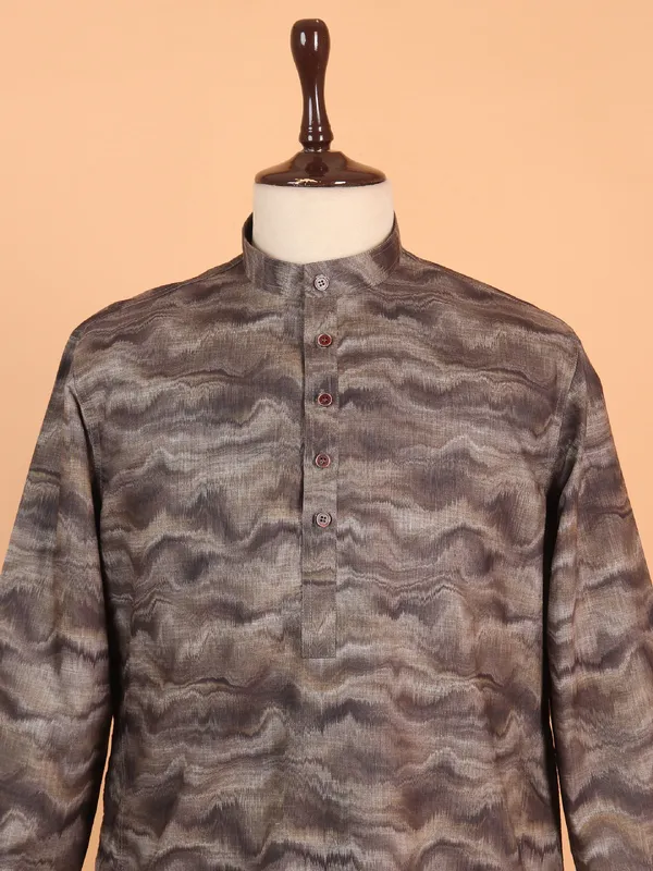Latest brown kurta suit in cotton silk