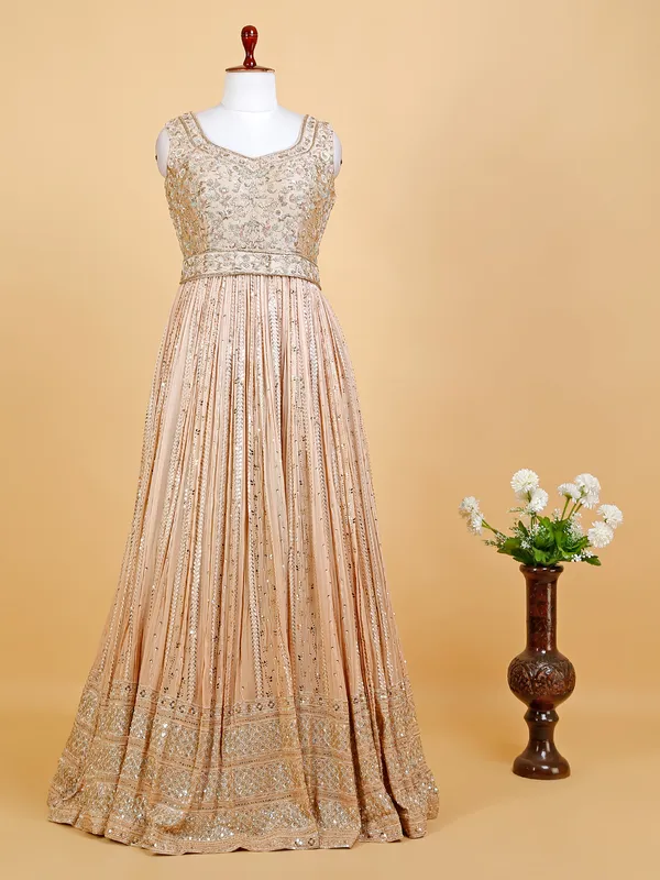 Latest gaeorgette anarkali suit in peach