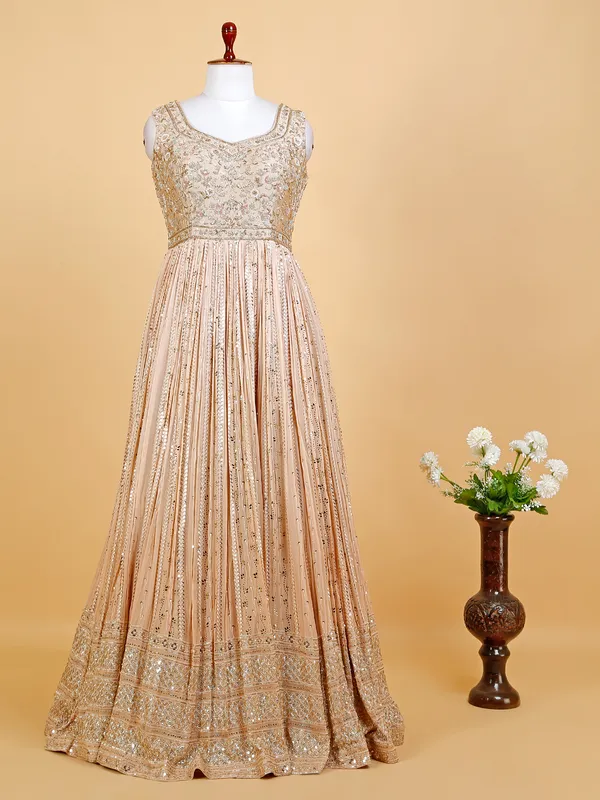 Latest gaeorgette anarkali suit in peach