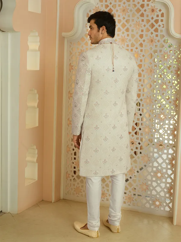 Latest georgette cream sherwani