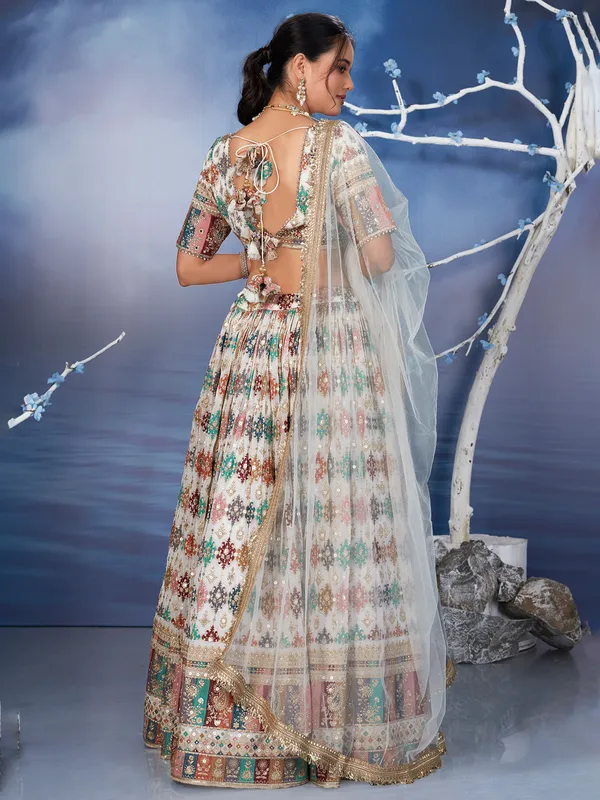 Latest georgette white lehenga choli for wedding