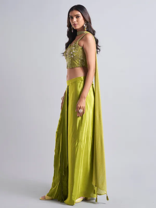 Latest green lehenga choli in silk