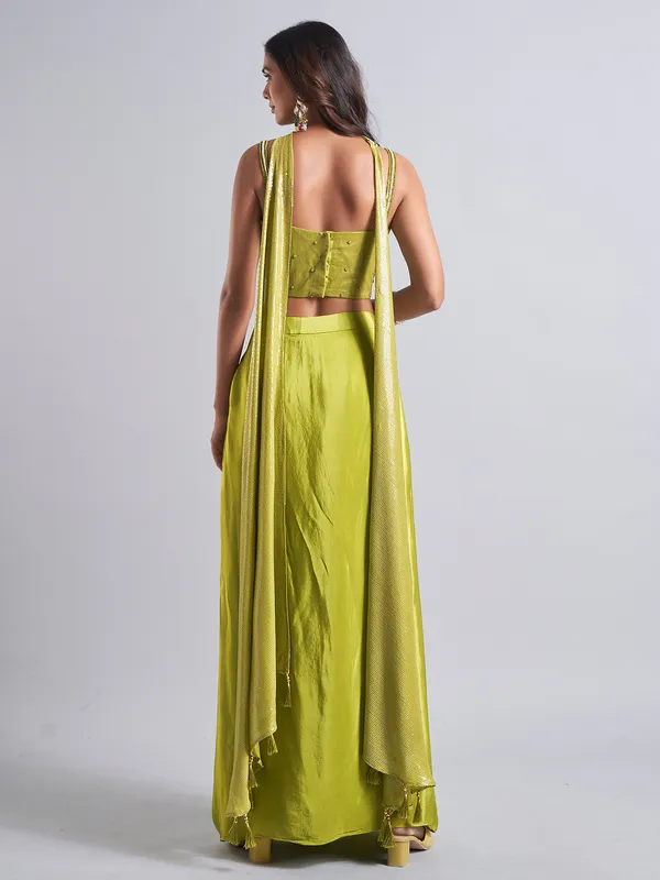 Latest green lehenga choli in silk
