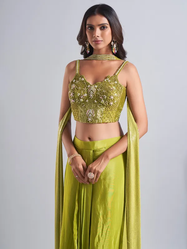 Latest green lehenga choli in silk