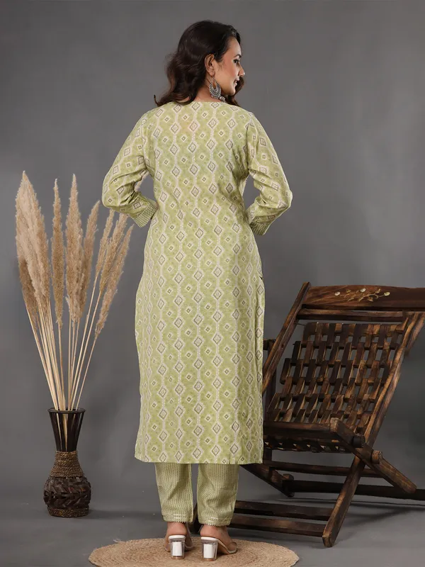 Latest green printed kurti set