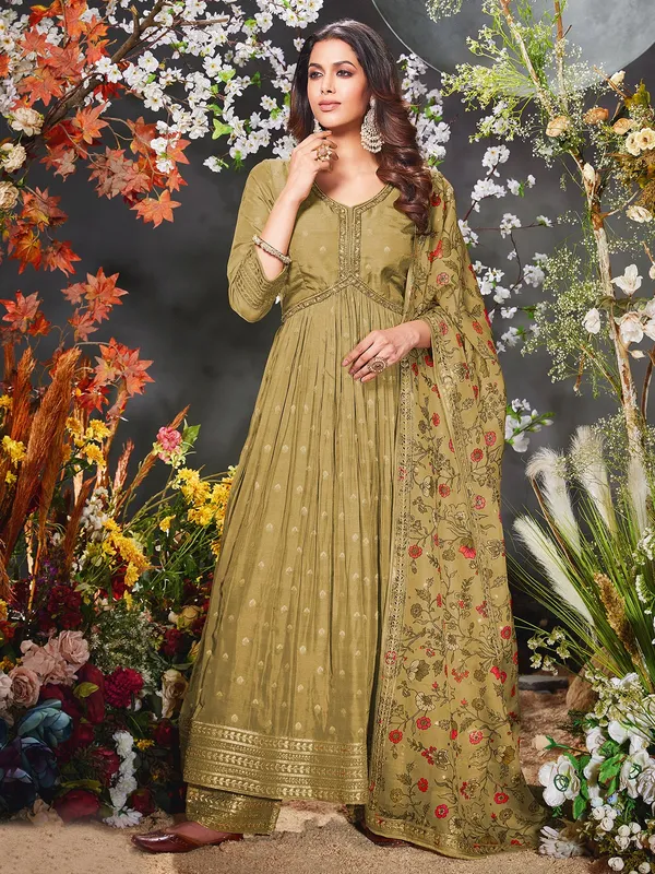 Latest green silk salwar suit