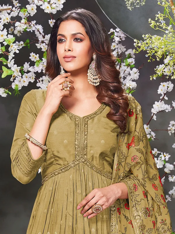 Latest green silk salwar suit