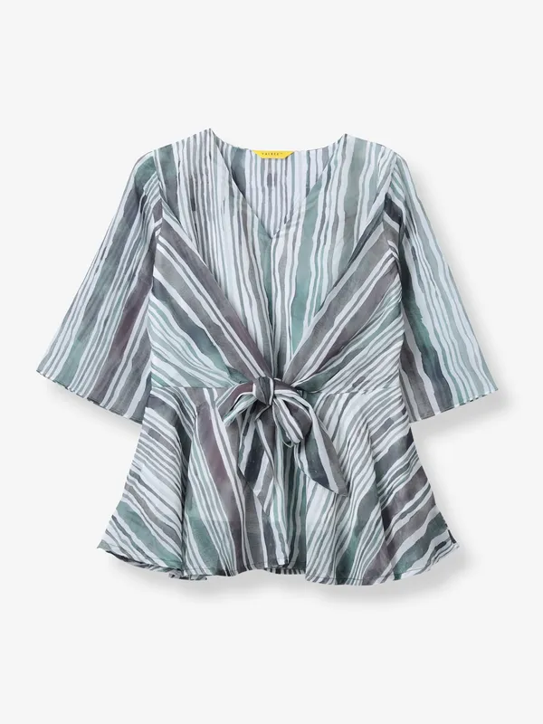 Latest green stripe casual top